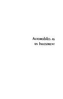 Cover of: Automobiles as an investment