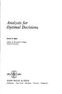Cover of: Analysis for optimal decisions