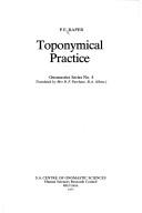 Cover of: Toponymical practice