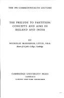 Cover of: The prelude to partition: concepts and aims in Ireland and India