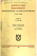 Cover of: Inwentarz rękopisów Biblioteki Jagiellońskiej by Biblioteka Jagiellońska.