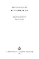 Cover of: Kleine Schriften by Walther Schubring