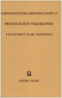 Cover of: Beiträge zur Volkskunde: Festschr. Karl Weinhold