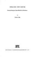 Sprache und Kritik by Günter Saße