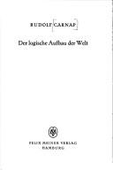 Der logische Aufbau der Welt by Rudolf Carnap