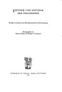 Cover of: Esoterik und Exoterik der Philosophie: Beiträge zu Geschichte und Sinn philosophischer Selbstbestimmung : [Rudolf W. Meyer zum 60. Geburtstag]