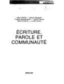 Cover of: Écriture, parole et communauté by Marc Michel ... [et al.].