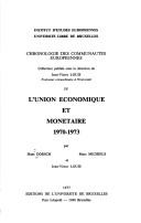Cover of: L' union économique et monétaire, 1970-1973 by Hans J. Dörsch