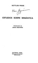 Cover of: Estudios sobre semántica