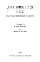 Cover of: "Der Spiegel" 28 (1972) by hrsg. von Helmut Arntzen u. Winfried Nolting.