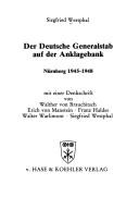 Der deutsche Generalstab auf der Anklagebank by Siegfried Westphal