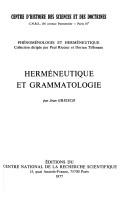 Cover of: Herméneutique et grammatologie