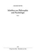 Cover of: Schriften zur Philosophie und Psychologie