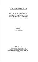 Cover of: La Vie de Saint Laurent: an Anglo-Norman poem of the twelfth century