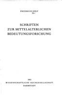 Cover of: Schriften zur mittelalterlichen Bedeutungsforschung