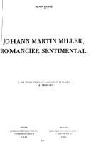 Cover of: Johann Martin Miller, romancier sentimental