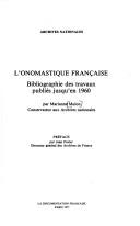 Cover of: L' onomastique française.