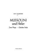 Cover of: Mussolini und Hitler by Max Domarus