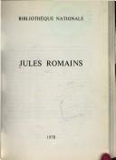Cover of: Jules Romains: [exposition], Bibliothèque nationale : [catalogue