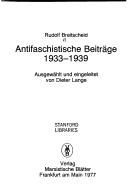 Cover of: Antifaschistische Beiträge 1933-1939 by Rudolf Breitscheid