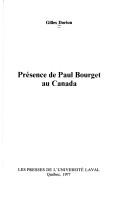 Cover of: Présence de Paul Bourget au Canada