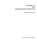 Cover of: Ahornallee 26: Oder, Epitaph für Johannes Bobrowski