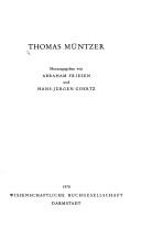 Cover of: Thomas Müntzer by hrsg. von Abraham Friesen u. Hans-Jürgen Goertz.