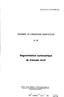 Cover of: Segmentation automatique du français écrit
