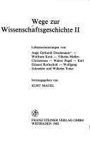 Cover of: Wege zur Wissenschaftsgeschichte: Lebenserinnerungen