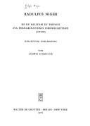 Cover of: De re militari et triplici via peregrinationis Ierosolimitane by Ralph Niger