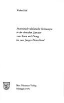 Pessimistisch-nihilistische Strömungen in der deutschen Literatur vom Sturm und Drang bis zum Jungen Deutschland by Walter Hof