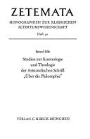 Cover of: Studien zur Kosmologie und Theologie der Aristotelischen Schrift "Über die Philosophie."