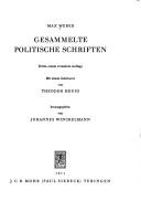 Cover of: Gesammelte politische Schriften. by Max Weber