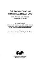 The background of Hispanic-American law by John Thomas Vance