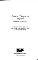 Cover of: Political thought in England, Tyndale to Hooker