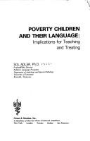Poverty children and their language by Sol Adler