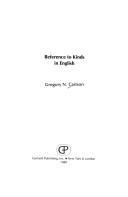 Cover of: Reference to kinds in English | Greg N. Carlson
