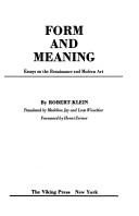 Cover of: Form and meaning by Klein, Robert