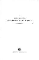 Cover of: The poetry of W. B. Yeats