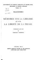 Mémoires sur la librairie et sur la liberté de la presse by Chrétien Guillaume de Lamoignon de Malesherbes
