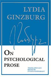 On psychological prose by Lidii͡a Ginzburg