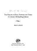 Cover of: The raigne of King Edward the Third: a critical, old-spelling edition