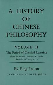 Cover of: A History of Chinese Philosophy, Vol. 2 by Yu-lan Fung