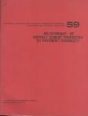 Cover of: Relationship of asphalt cement properties to pavement durability. by National Research Council (U.S.) Transportation Research Board, National Research Council (U.S.) Transportation Research Board