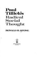 Cover of: Paul Tillich's radical social thought