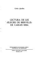 Cover of: Lectura de les Elegies de Bierville de Carles Riba