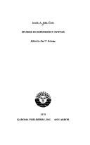 Cover of: Studies in dependency syntax