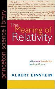 Cover of: The Meaning of Relativity by Albert Einstein