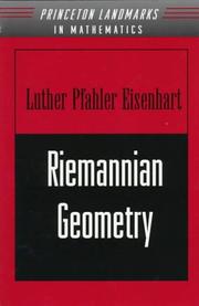 Riemannian geometry by Eisenhart, Luther Pfahler