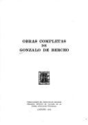 Cover of: Obras completas de Gonzalo de Berceo. by Berceo, Gonzalo de